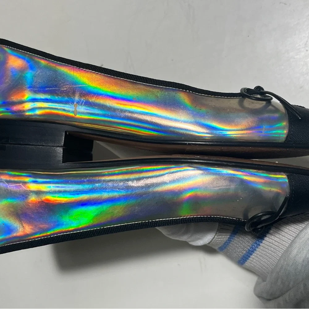 CHANEL Iridescent Ballet Flats with Black Cap Toe